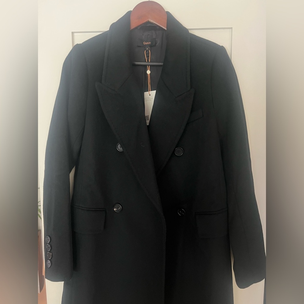 ❌ SOLD ❌ NWT • Quince Italian Wool Double-Breasted Coat - Black / Small - Picture 11 of 16